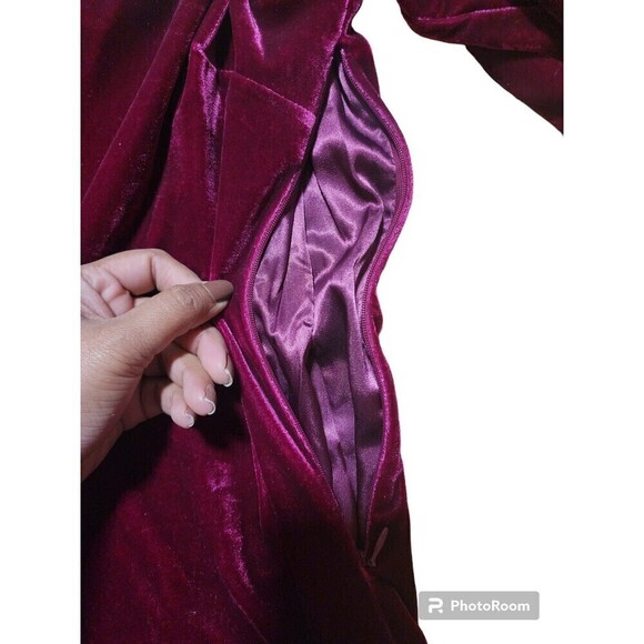 Rebecca Minkoff Fuchsia Vienne Velvet Square Neck Short Puff Sleeve Mini Dress - Picture 11 of 11